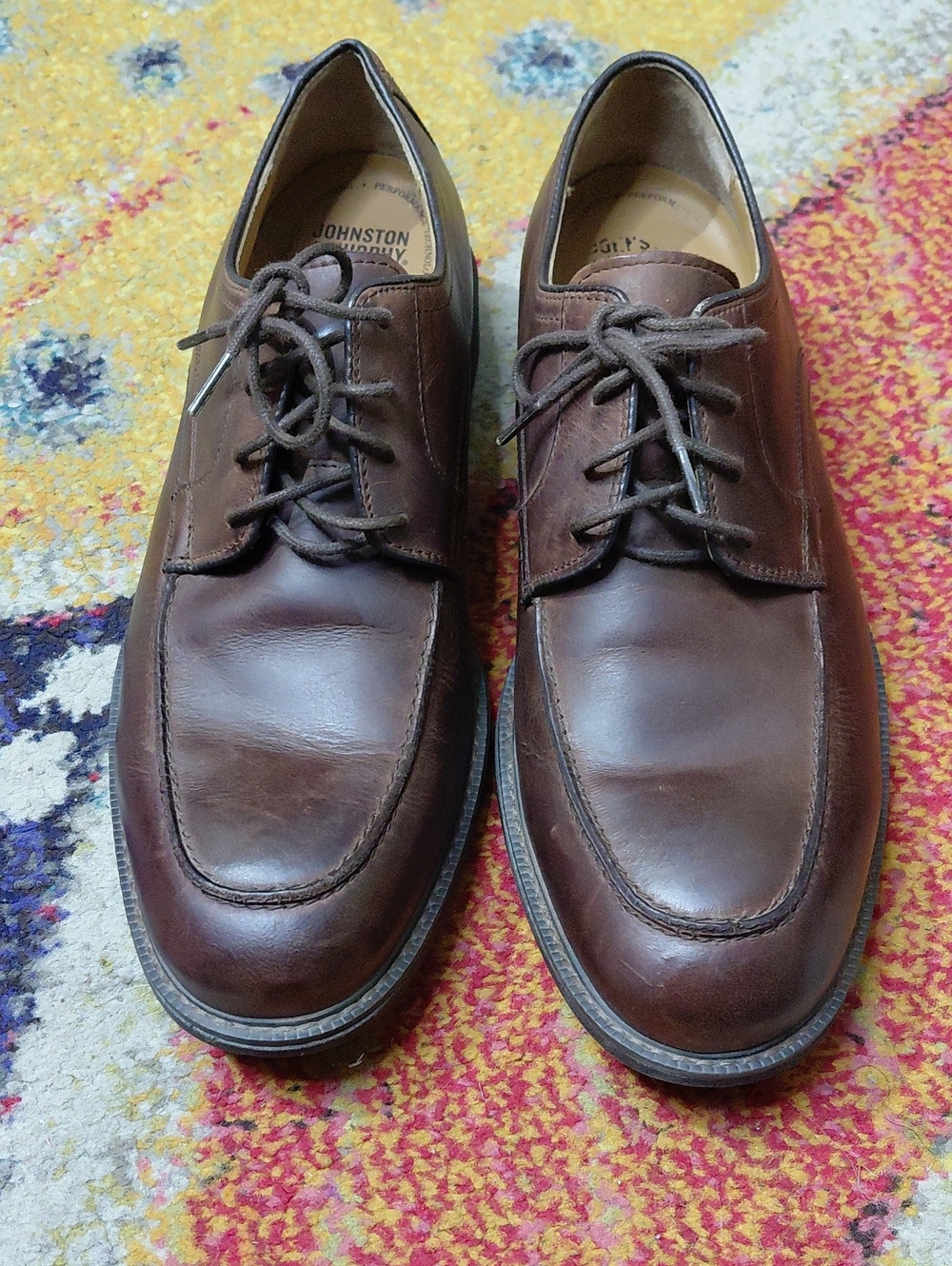 Johnston & Murphy Brown Leather Moc Toe Lace-Up Oxfords
